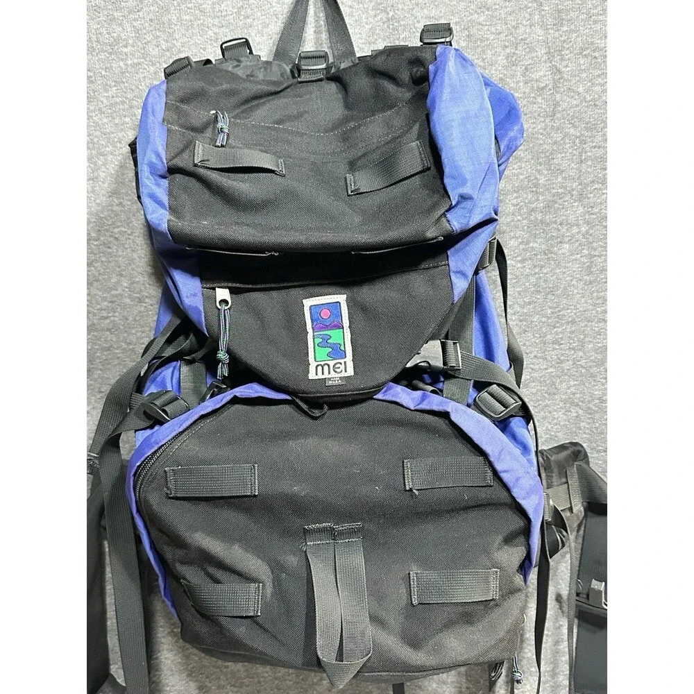 Vintage 90’s MEI Hiking Nylon Backpack Blue Black 70L Mountain Equipment Inc